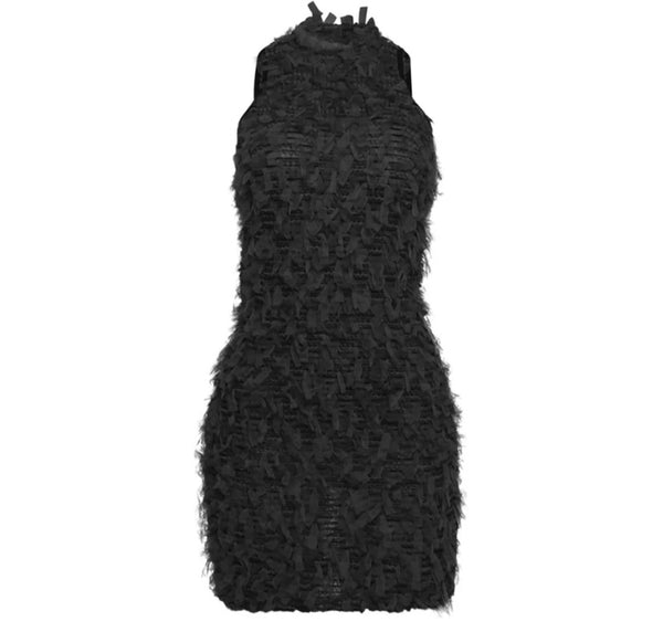 Women Sexy Sleeveless Color Fringe Mesh Dress