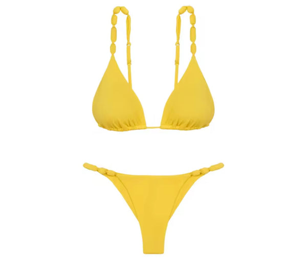 Women Sexy Yellow Bikini Mesh Cover Up Set