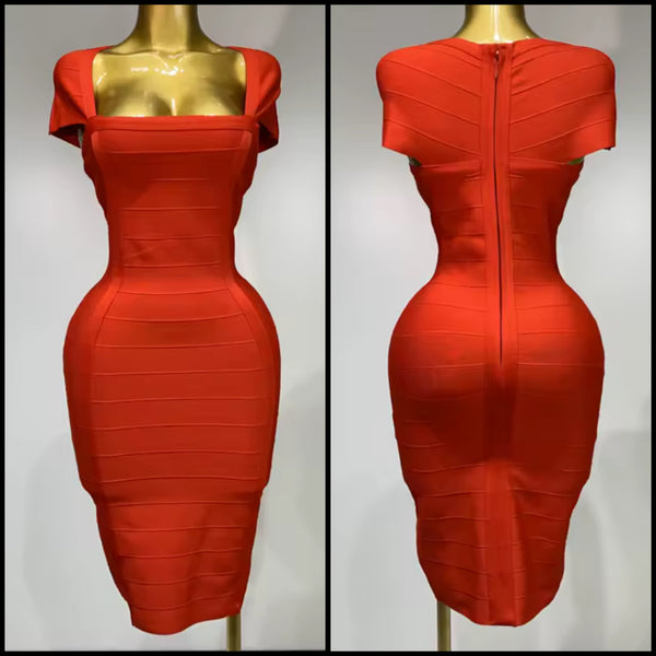 Women Red Sexy Back Zipper Sleeveless Bandage Dress