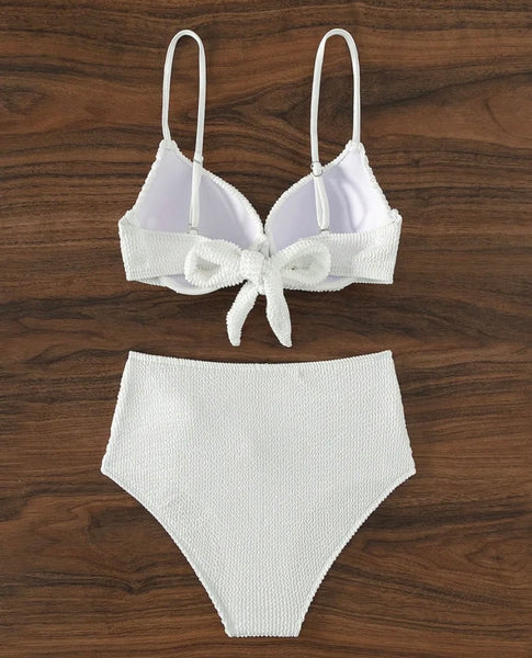 Women White Tie Up Sexy Bikini Swimsuit