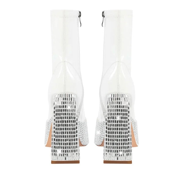 Women Bling Platform Patent Leather Fashion Ankle Boots