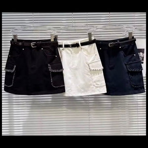 Women Fashion Beaded Bling Pocket Skirt