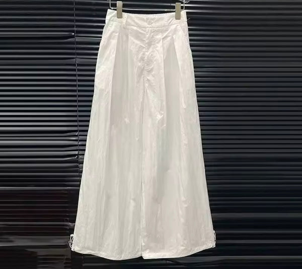 Women Ruffled One Shoulder Two Piece Wide Leg Pant Set