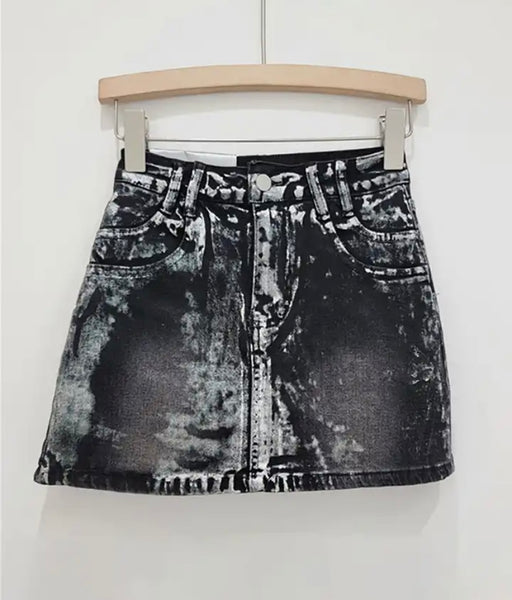 Women Fashion Color Gradient Denim Skirt