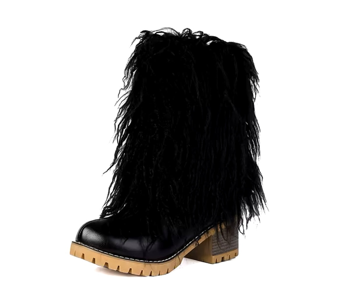 Women Color Fashion Faux Fur Ankle Boots