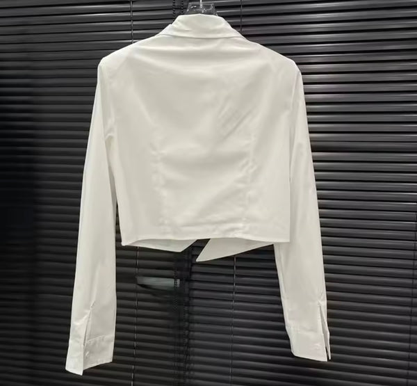 Women White Fashion Safety Pin Full Sleeve Top