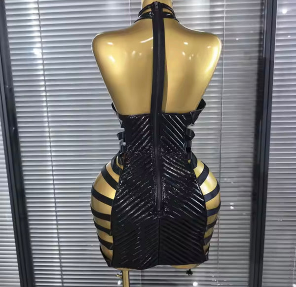 Women Sexy Halter Sleeveless Cut Out Tie Up Dress