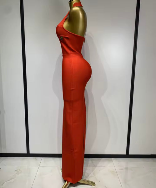 Women Sexy Halter Sleeveless Cut Out Maxi Dress