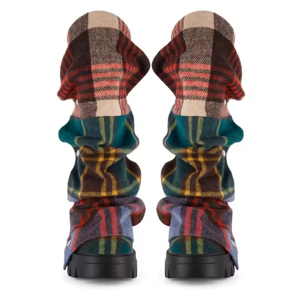 Women Fashion Color Button Faux Leather Flat Boots