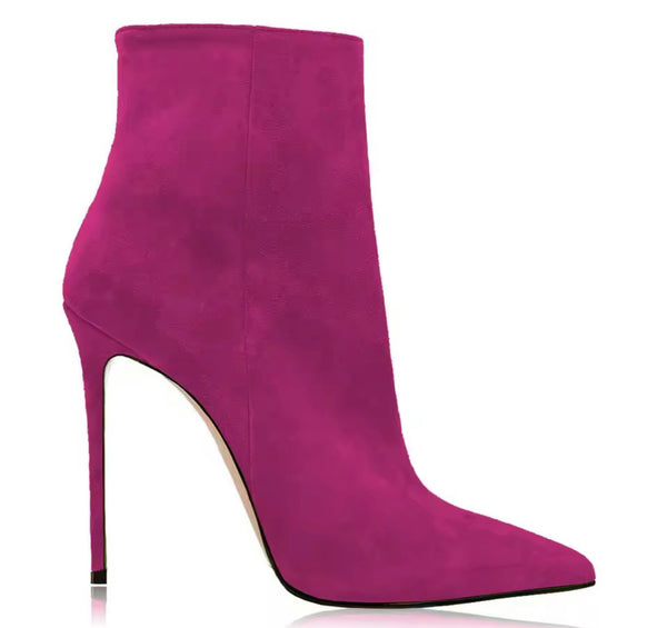 Women Color Fashion Suede High Heel Ankle Boots