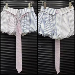 Women Sexy Fashion Color Patchwork Striped Tie Skirt