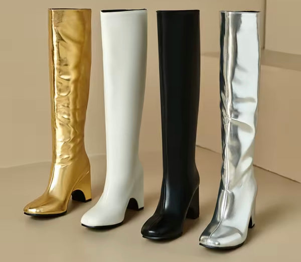 Women Color PU Fashion Knee High Boots