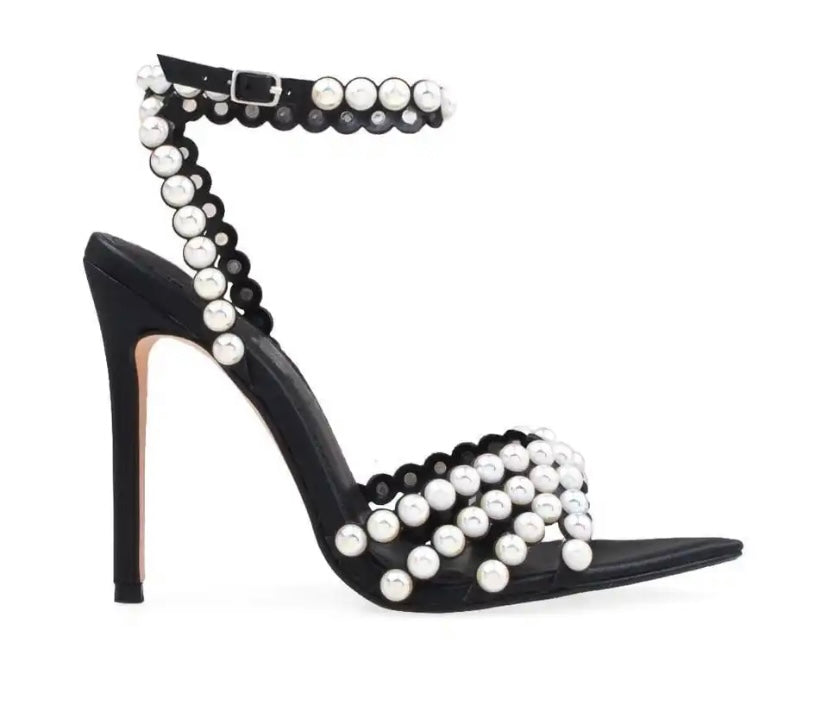 Women Fashion Pointed Toe Bling Ankle Strap Sandals