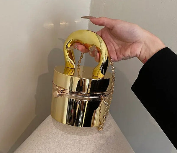 Women Fashion Gold/Silver Metallic Handbag Purse