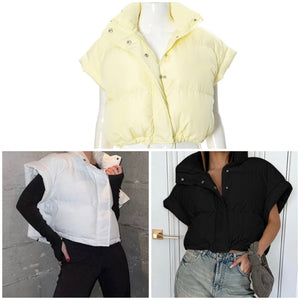 Women Color Fashion Sleeveless Puff Vest