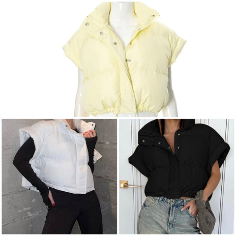 Women Color Fashion Sleeveless Puff Vest