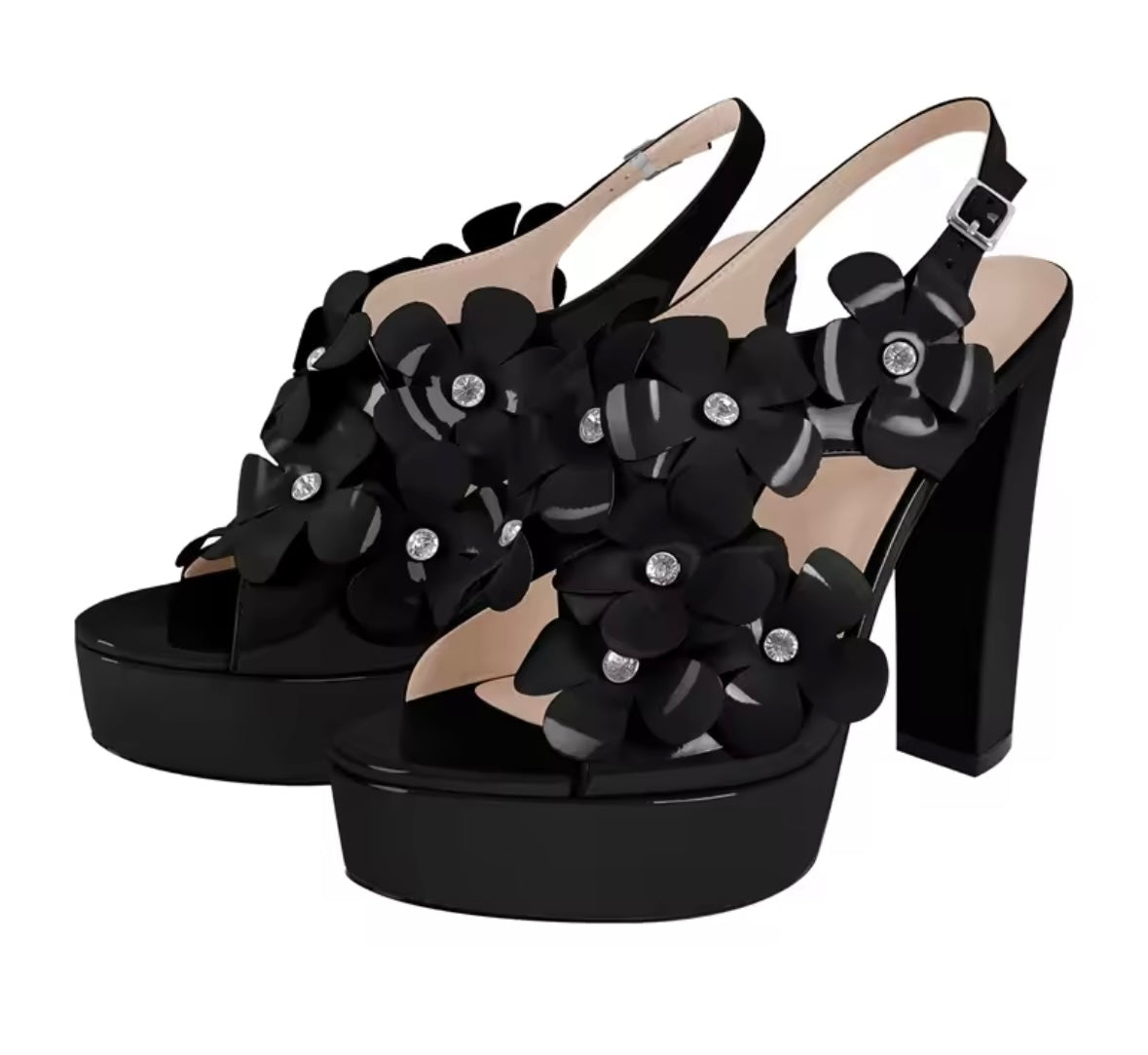 Women Fashion Floral High Heel Platform Ankle Strap Sandals