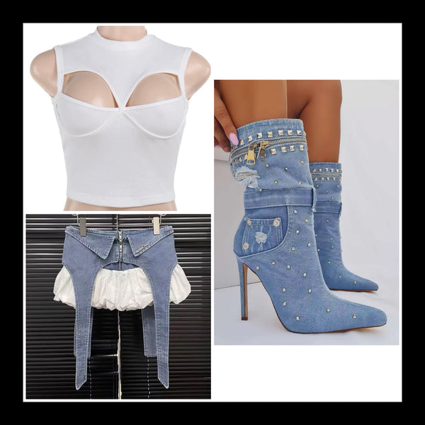 Women Fashion White Ribbed Sleeveless Crop Top