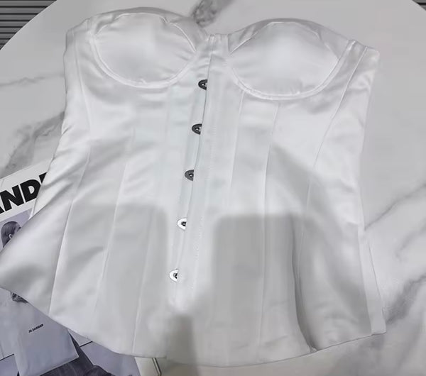 Women White Sexy Strapless Corset Top