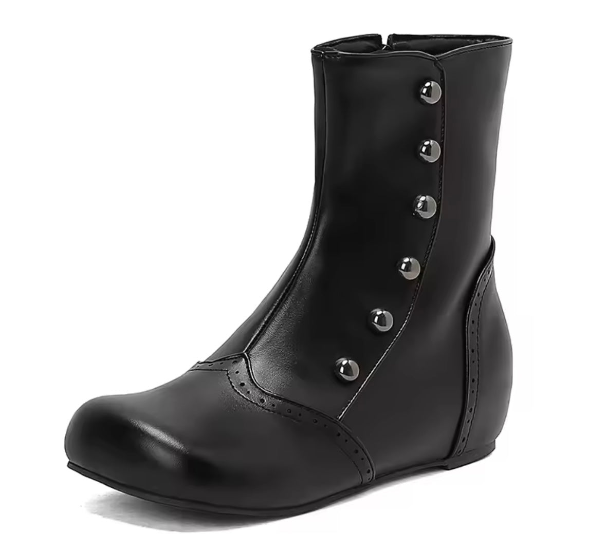 Women Color Patchwork Rivet Fashion Flat Ankle Boots