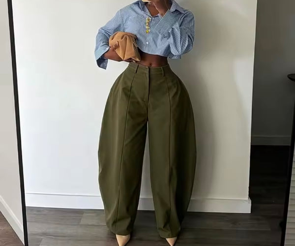 Women Fashion Color Loose Fit Pants