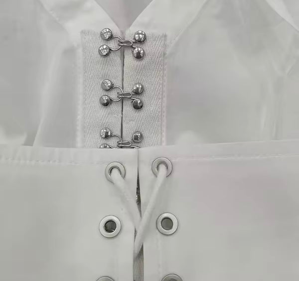 Women Collar Short Sleeve Fashion Corset Top