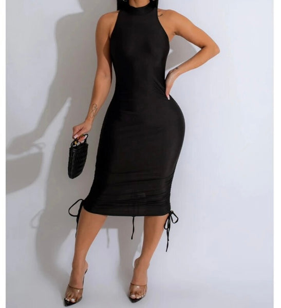 Women Sexy Sleeveless Open Back Tie Up Dress