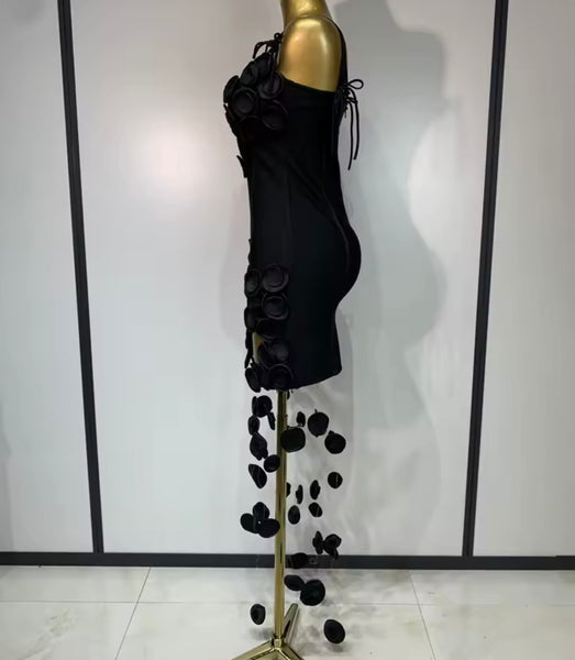 Women Black Sexy Sleeveless Printed Mesh Patchwork Dress