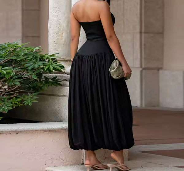 Women Strapless Fashion Pleated Jumpsuit