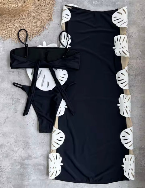 Women Sexy B&W Bikini/Swimsuit Cover Up Set