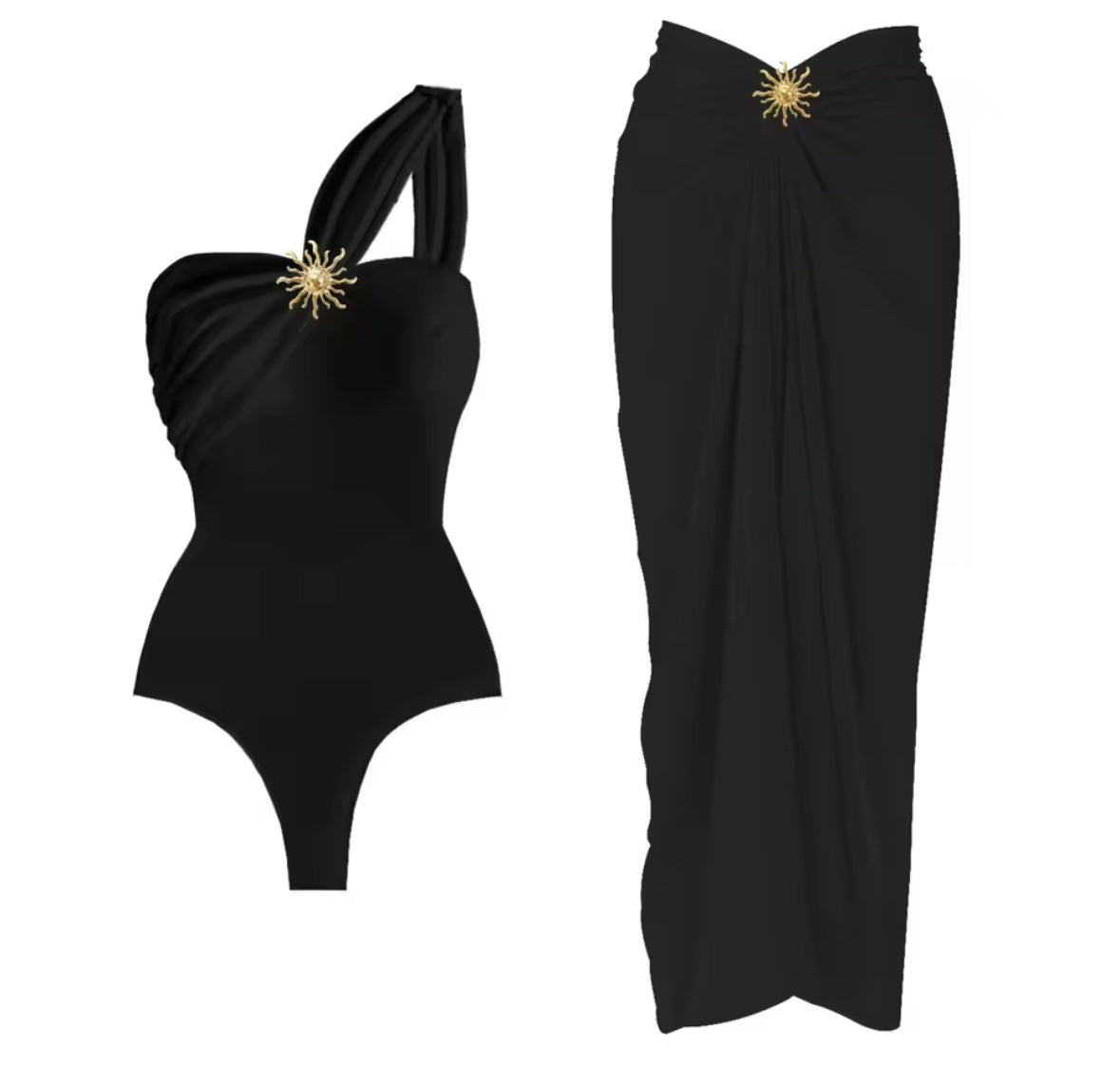 Women Sexy One Shoulder Swimsuit Cover Up Set