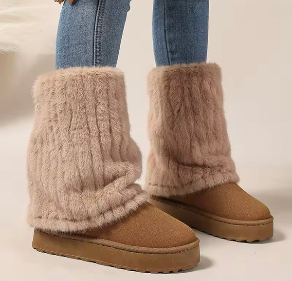 Women Color Furry Warm Fashion Ankle Boots