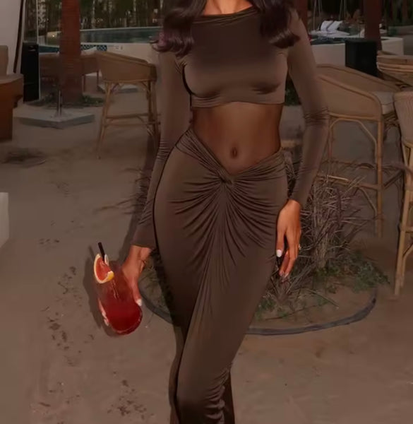 Women Sexy Mesh Patchwork Full Sleeve Ruched Maxi Dress