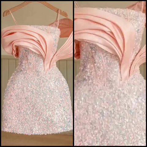 Women Sexy Strapless Sequins Dress