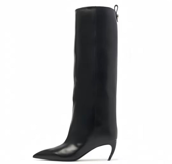 Women Color Fashion Pointed Toe Suede Knee High Boots
