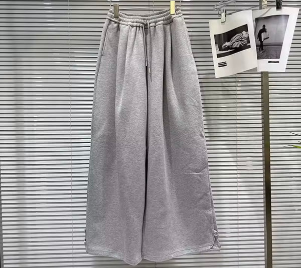 Women Gray Off The Shoulder Zip Up Fashion Two Piece Pant Set