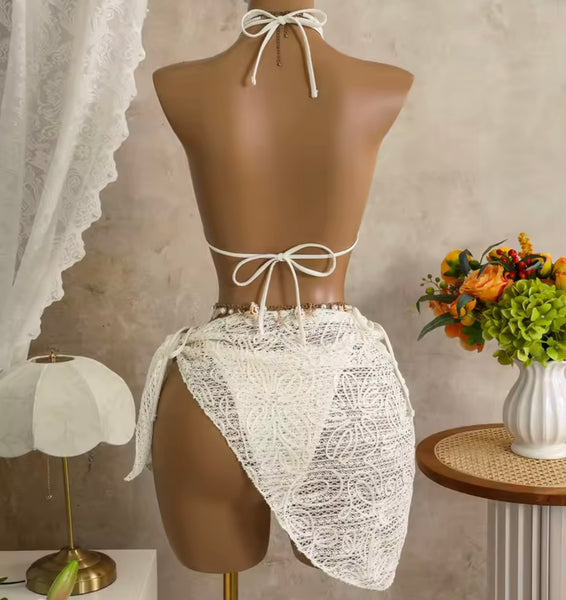 Women Sexy Halter Printed Bikini Cover Up Set