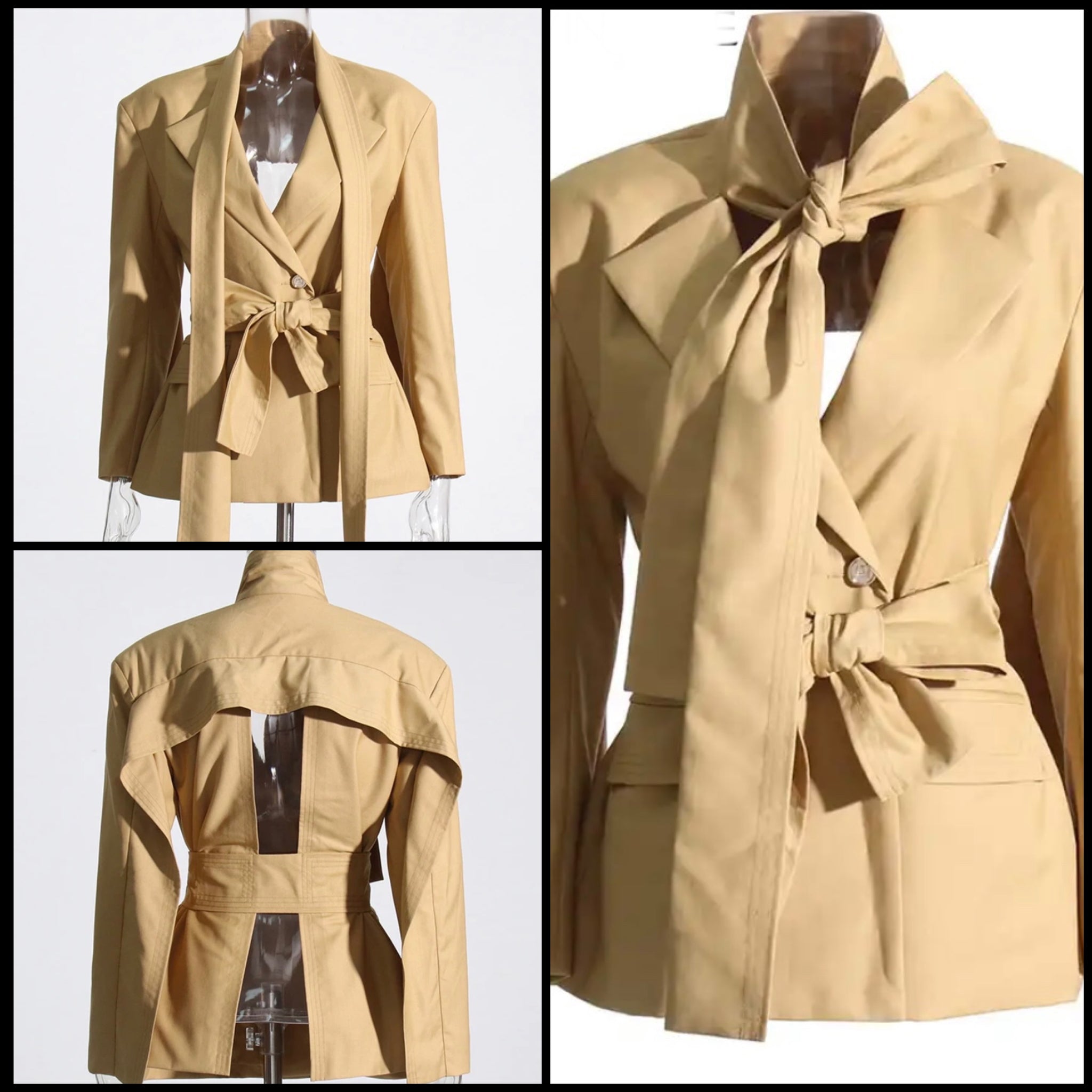 Women Tie Up Fashion Blazer Top