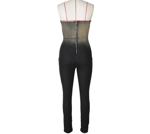Women Sexy Fashion Strapless Denim Jumpsuit