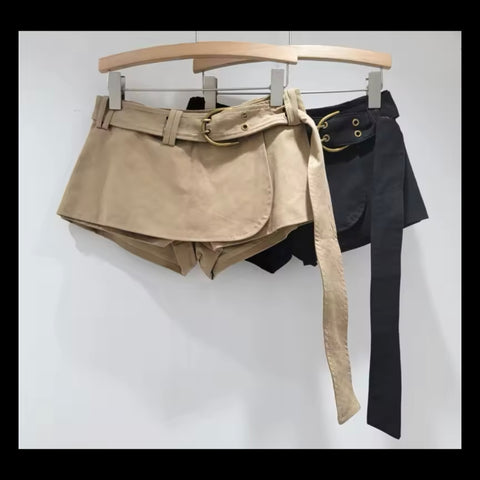 Women Sexy Fashion Belted Wrap Shorts
