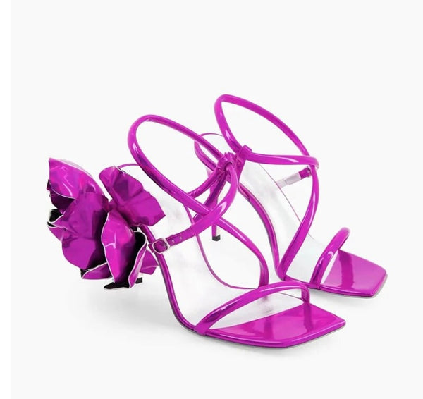 Women Fashion Floral High Heel Ankle Strap Sandals