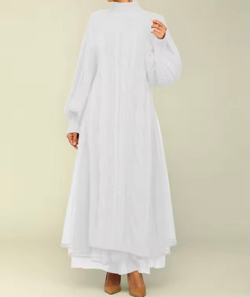 Women Turtleneck Full Sleeve Knitted Sweater Maxi Dress