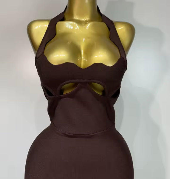 Women Sexy Halter Sleeveless Cut Out Maxi Dress