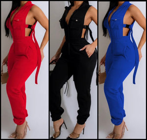 Women Buckled Sleeveless Fashion Solid Color Jumpsuit