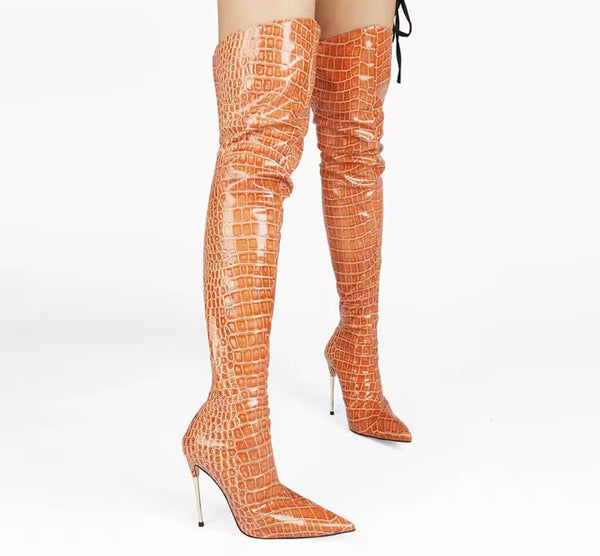 Women Fashion Color Over The Knee High Heel Boots