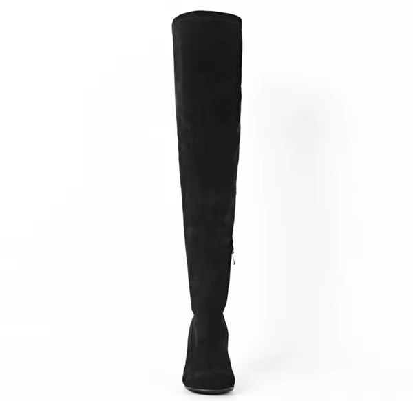 Women Fashion Black Suede Knee High Boots