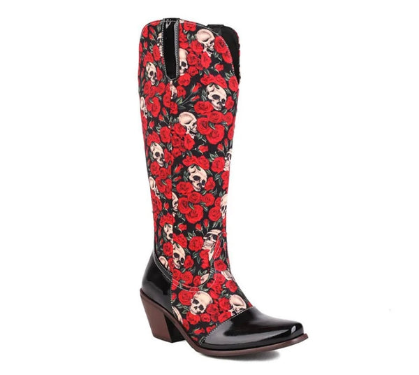 Women Fashion Printed Knee High Western Boots