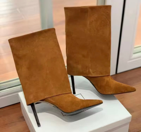 Women Color Suede Fashion High Heel Ankle Boots