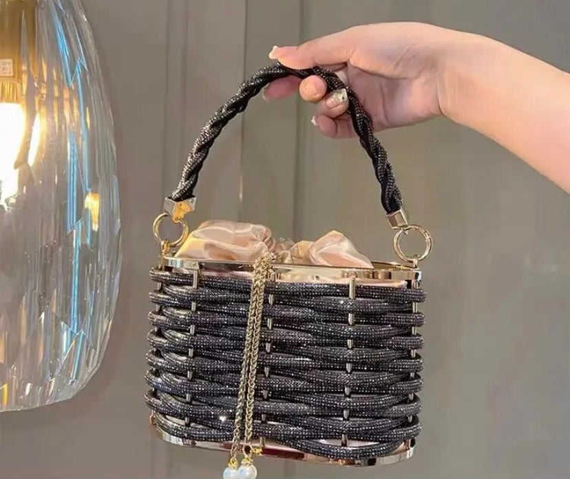 Women Fashion Rope Bling Chain Handbag Purse