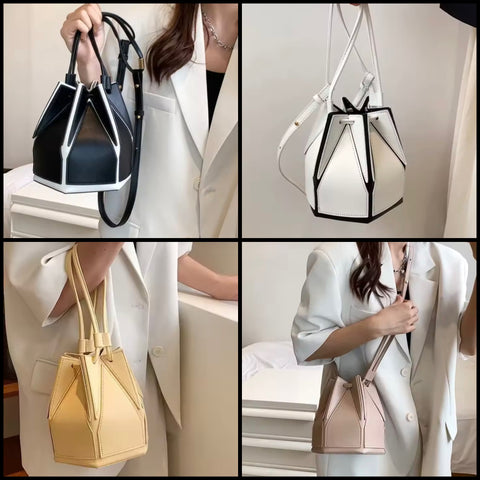 Women Fashion Faux Leather Drawstring Handbag Purse